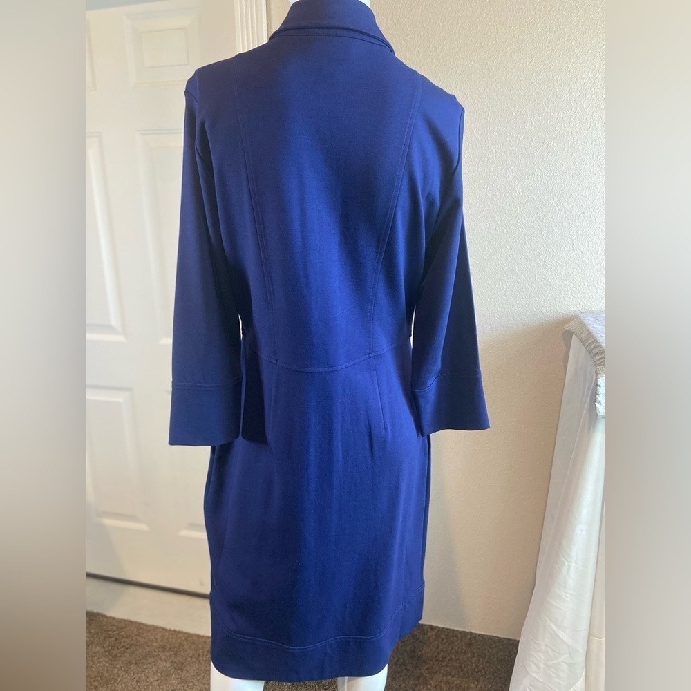 Talbots~Navy Blue~Mid-Weight~Ponte Knit~Button Down~Midi Dress~Pockets~Size 10 - Picture 10 of 16